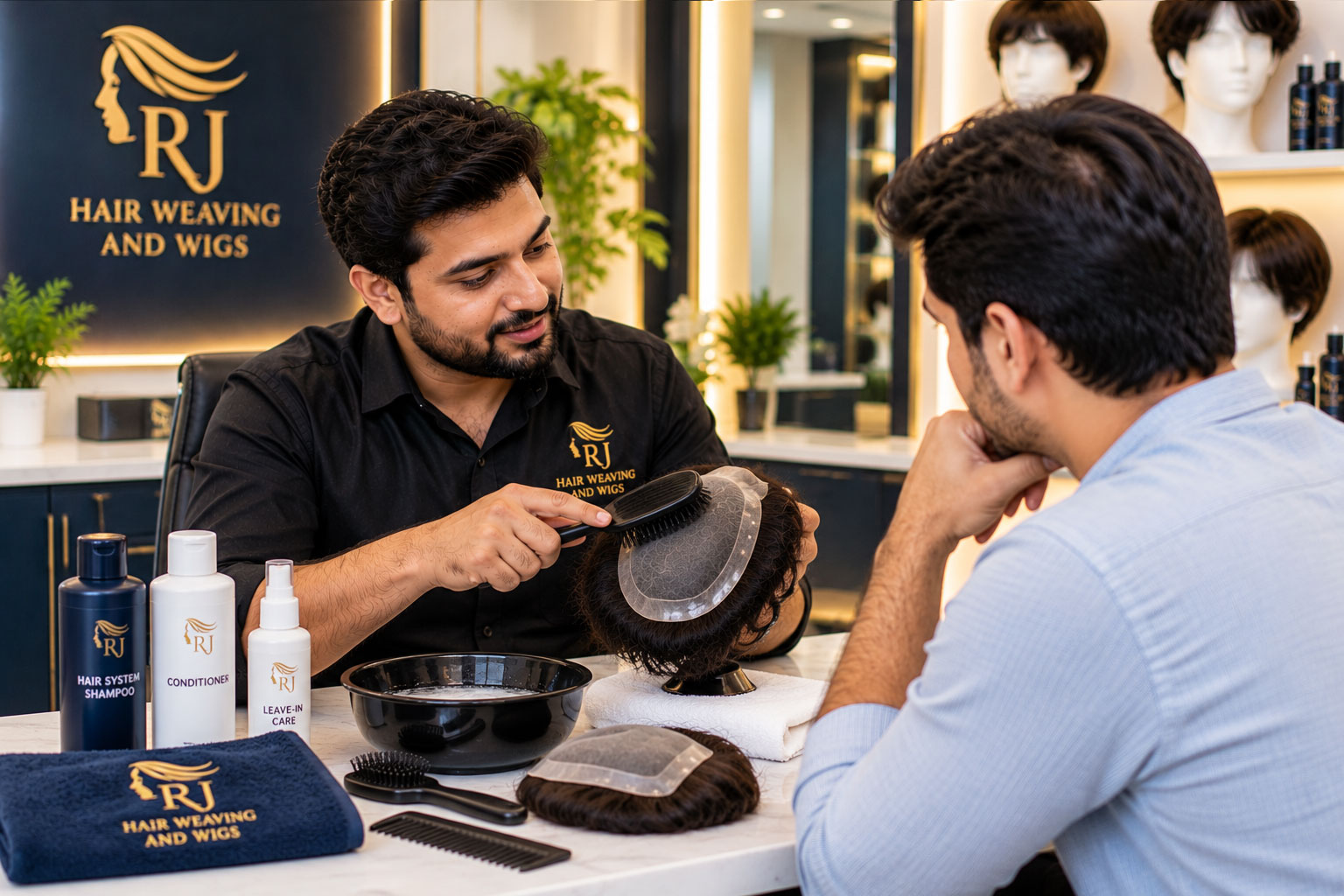 Hair replacement system care and maintenance consultation