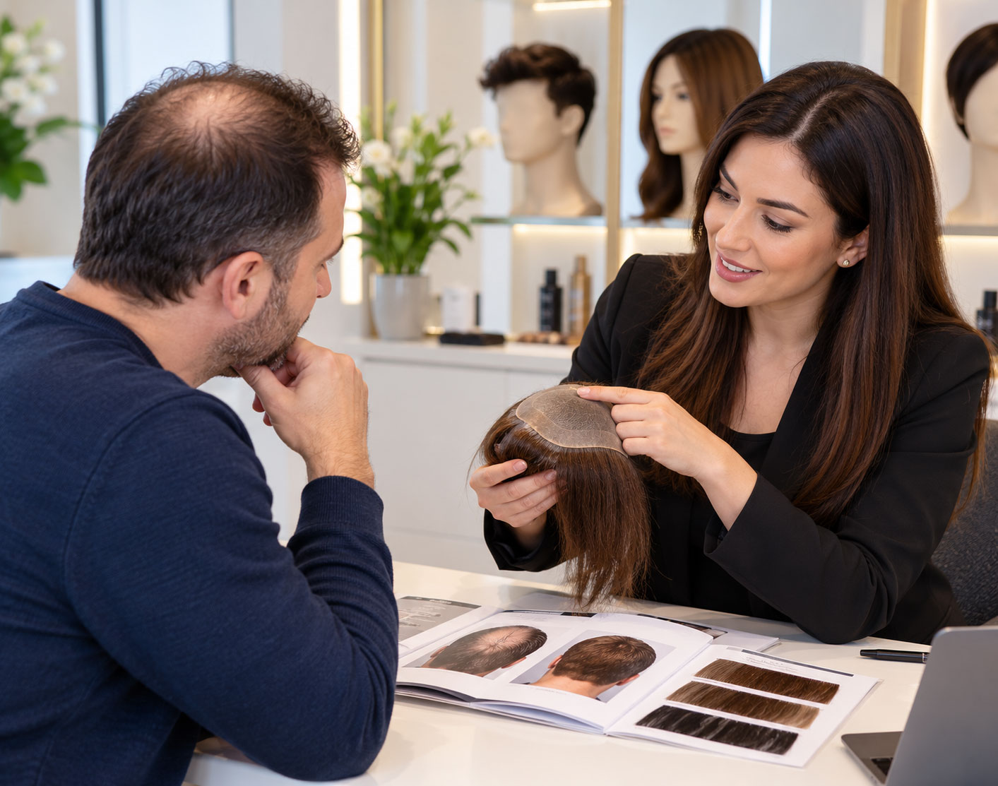 Hair restoration consultation and hair solution guidance