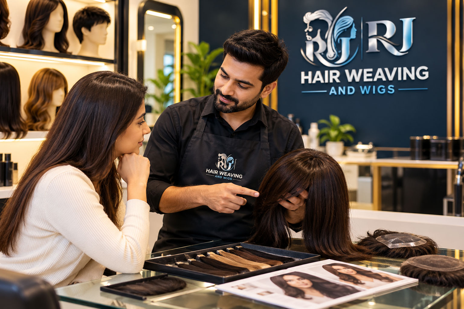 Hair weaving and wig consultation at RJ Hair Studio